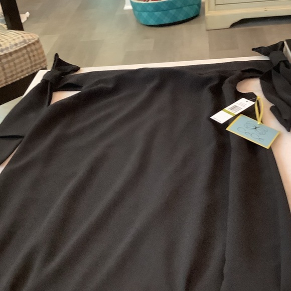 CeCe Black Dress Bows off the Shoulder to the Knee NWT - Picture 2 of 4